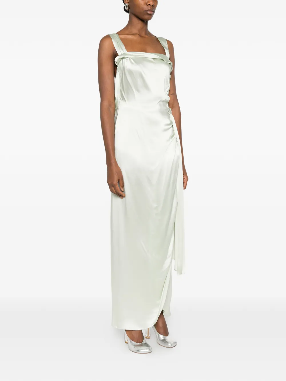 Maison Margiela Gedrapeerde satijnen maxi-jurk Groen