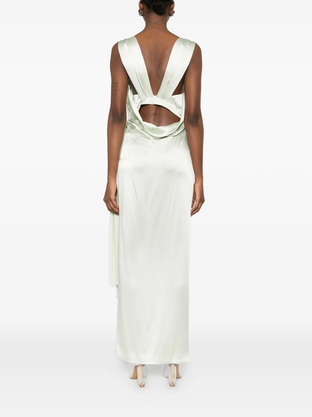 Maison Margiela Gedrapeerde satijnen maxi-jurk Groen