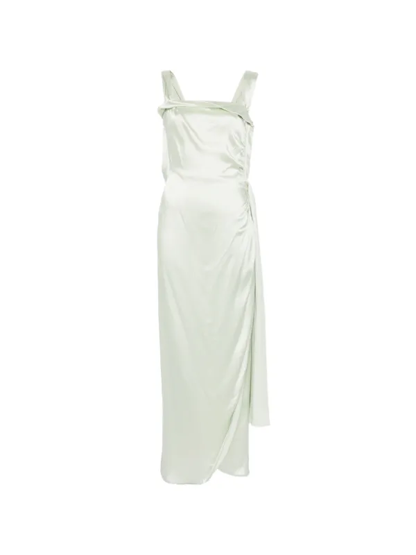 Maison Margiela Silk Satin Maxi Dress in Green