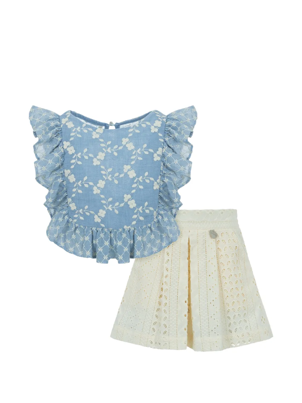 Lapin House floral ruffled shorts set - Blue