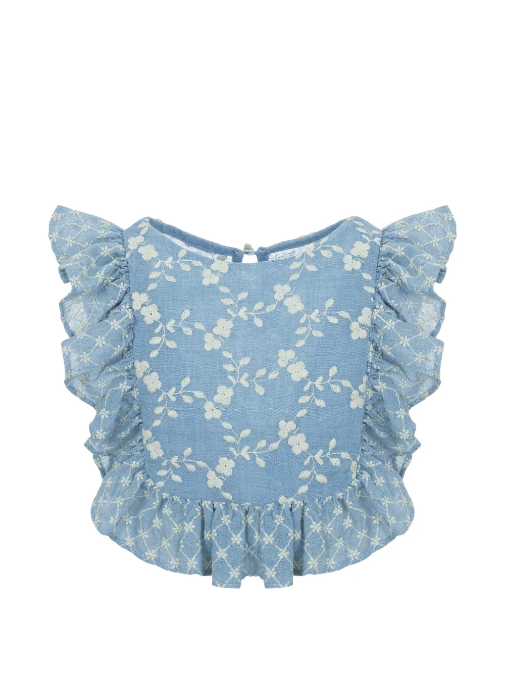  Lapin House Floral Ruffled Shorts Set - Blue 