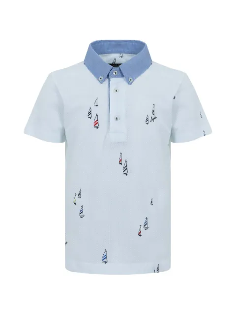 Lapin House sailboat-print polo shirt