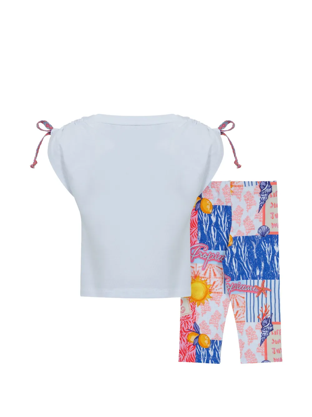 Lapin House Legging met strikdetail en print Wit
