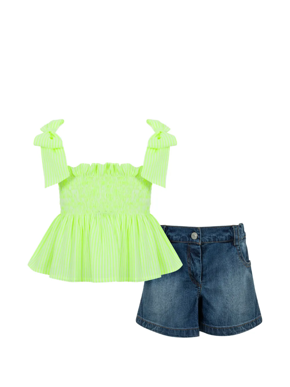 Lapin House Set con shorts denim - Giallo
