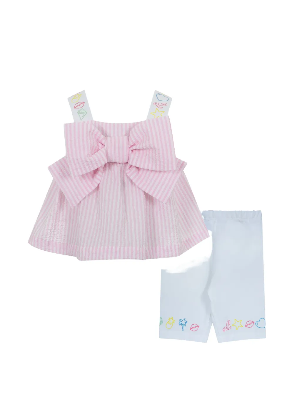 Lapin House striped bow leggins set - Rosa