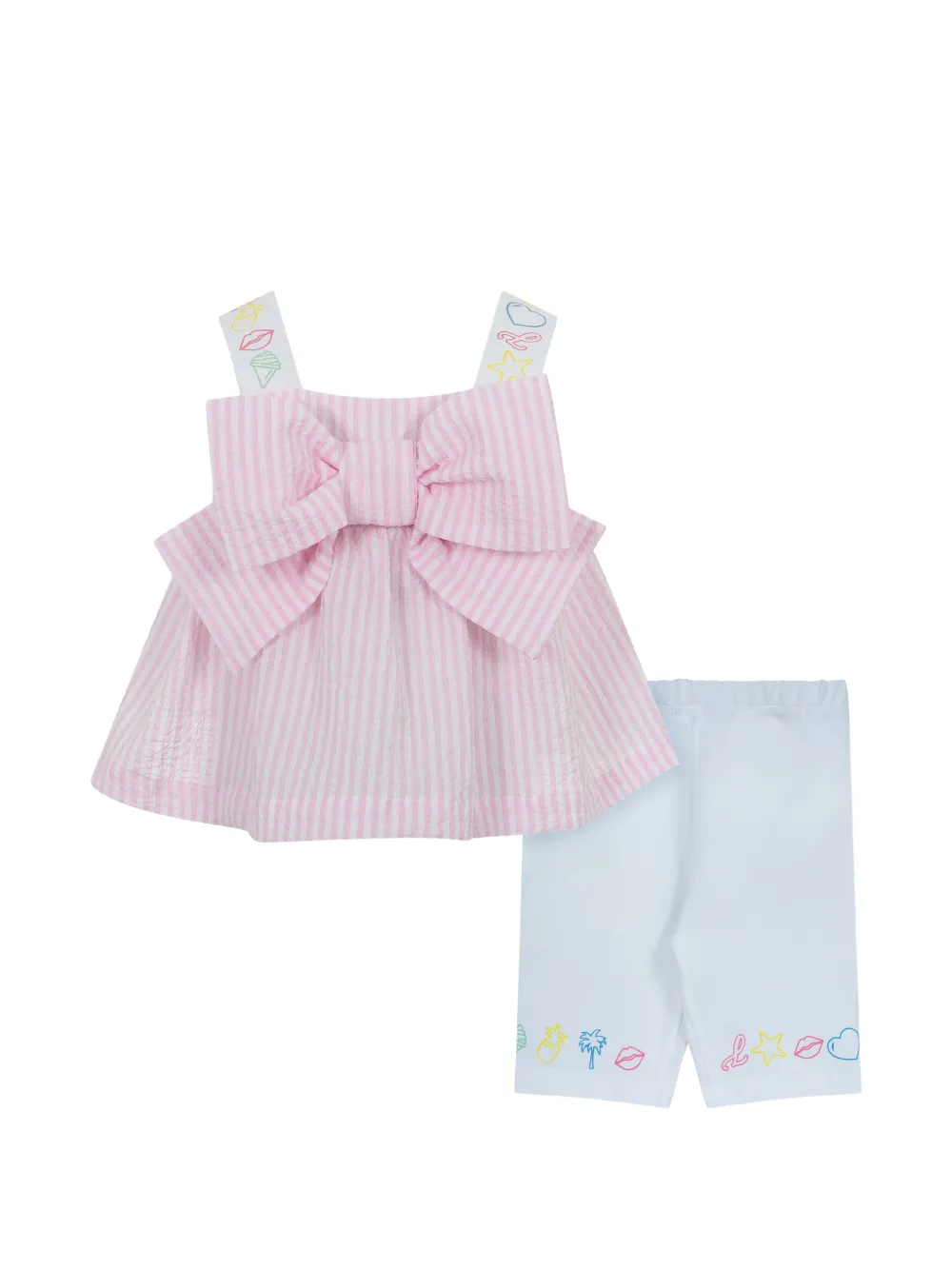 Lapin House striped bow leggins set - Rosa