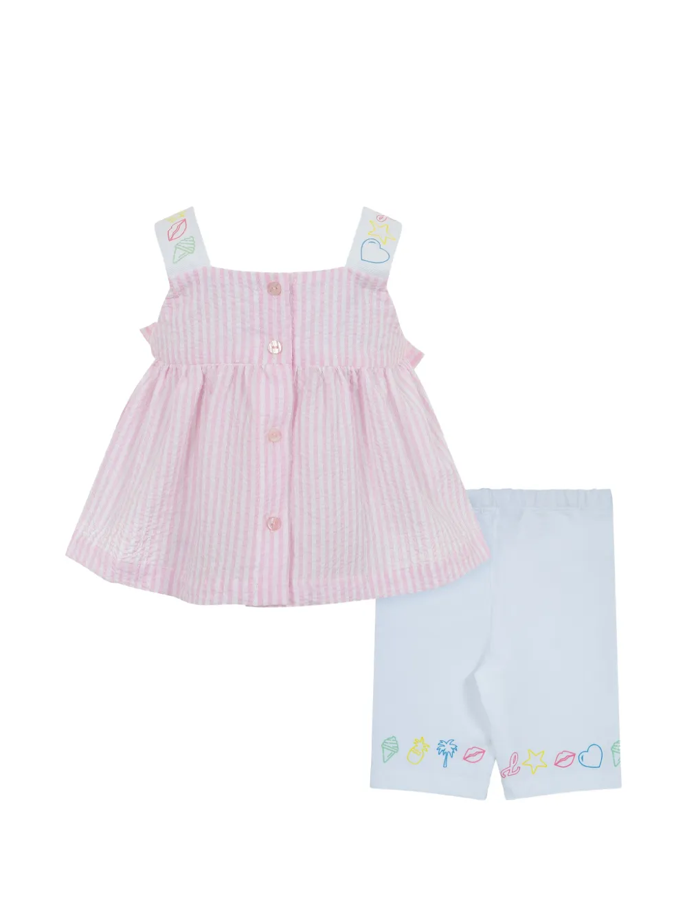 Lapin House Gestreepte legging met strik Roze