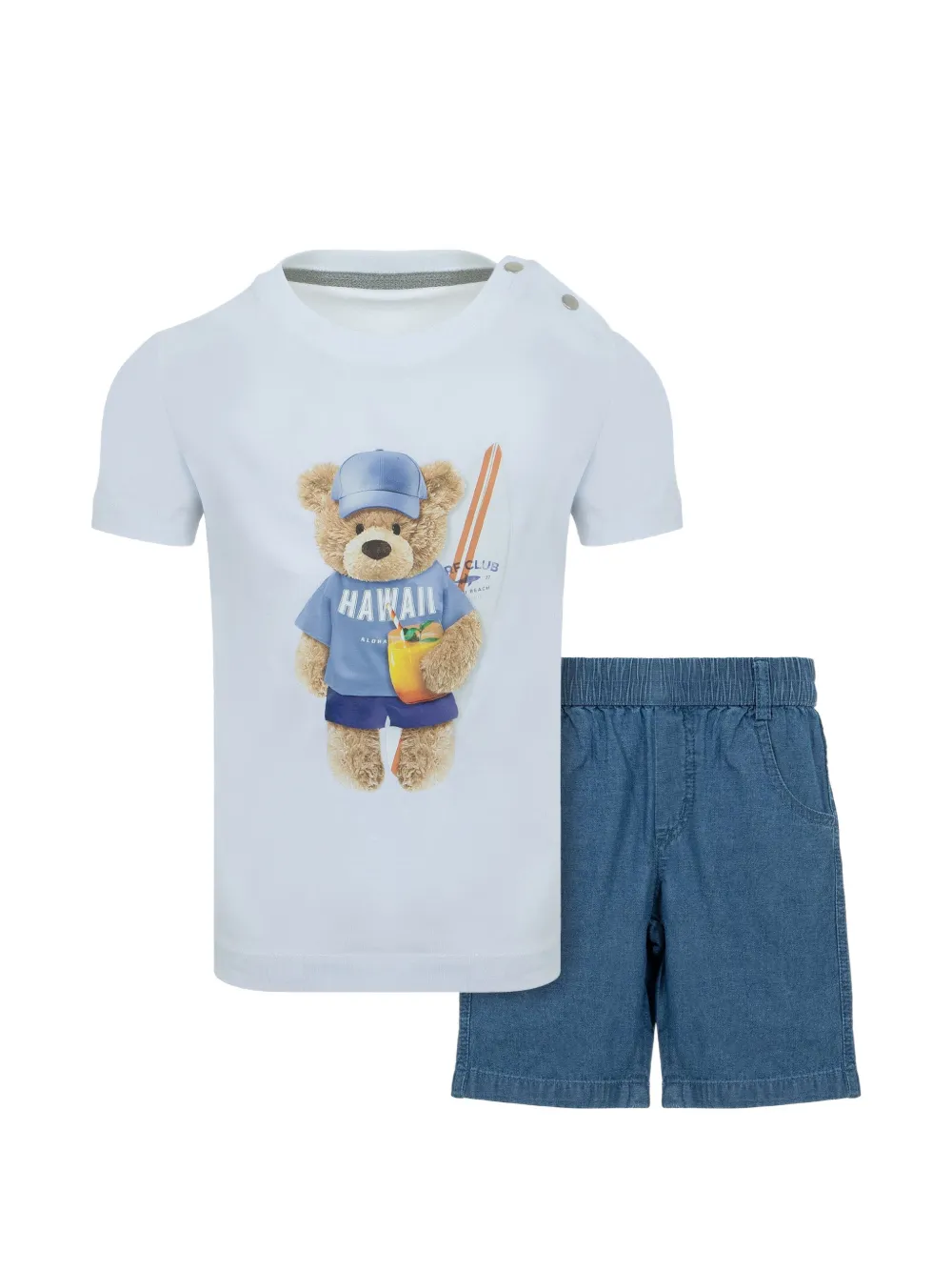 Lapin House teddy graphic shorts set - White