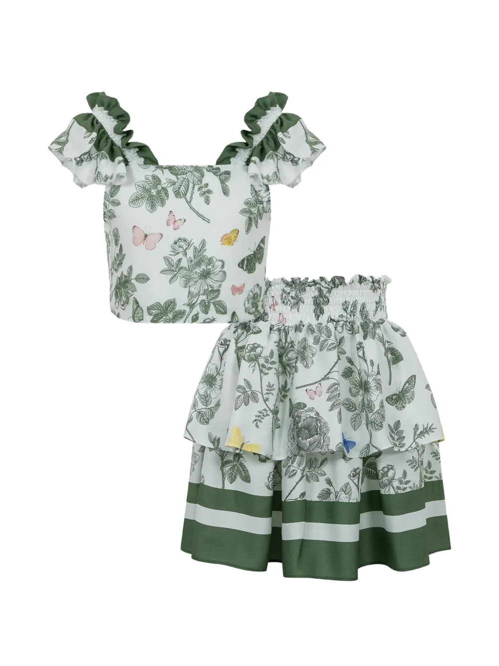 Lapin House Set con gonna a fiori - Bianco