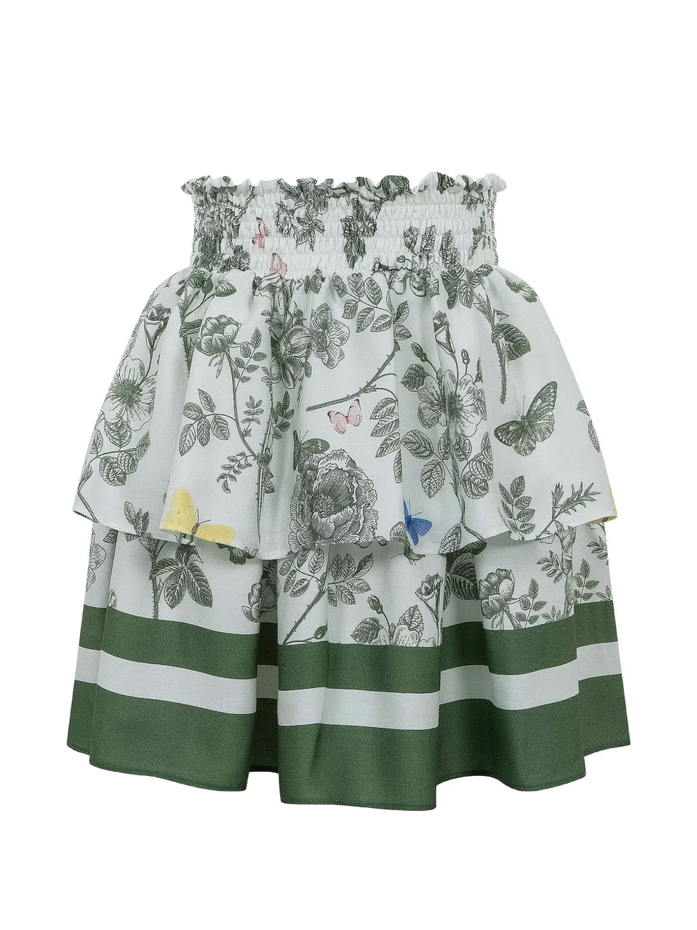  Lapin House Ruffled Floral Skirt Set - White 