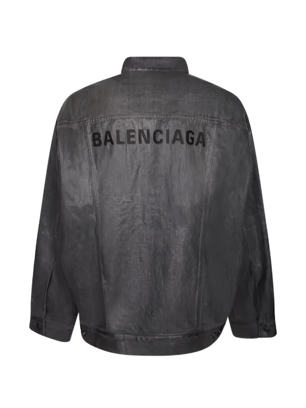 Balenciaga Oversized logo-print Denim Jacket | Grey | FARFETCH ZA