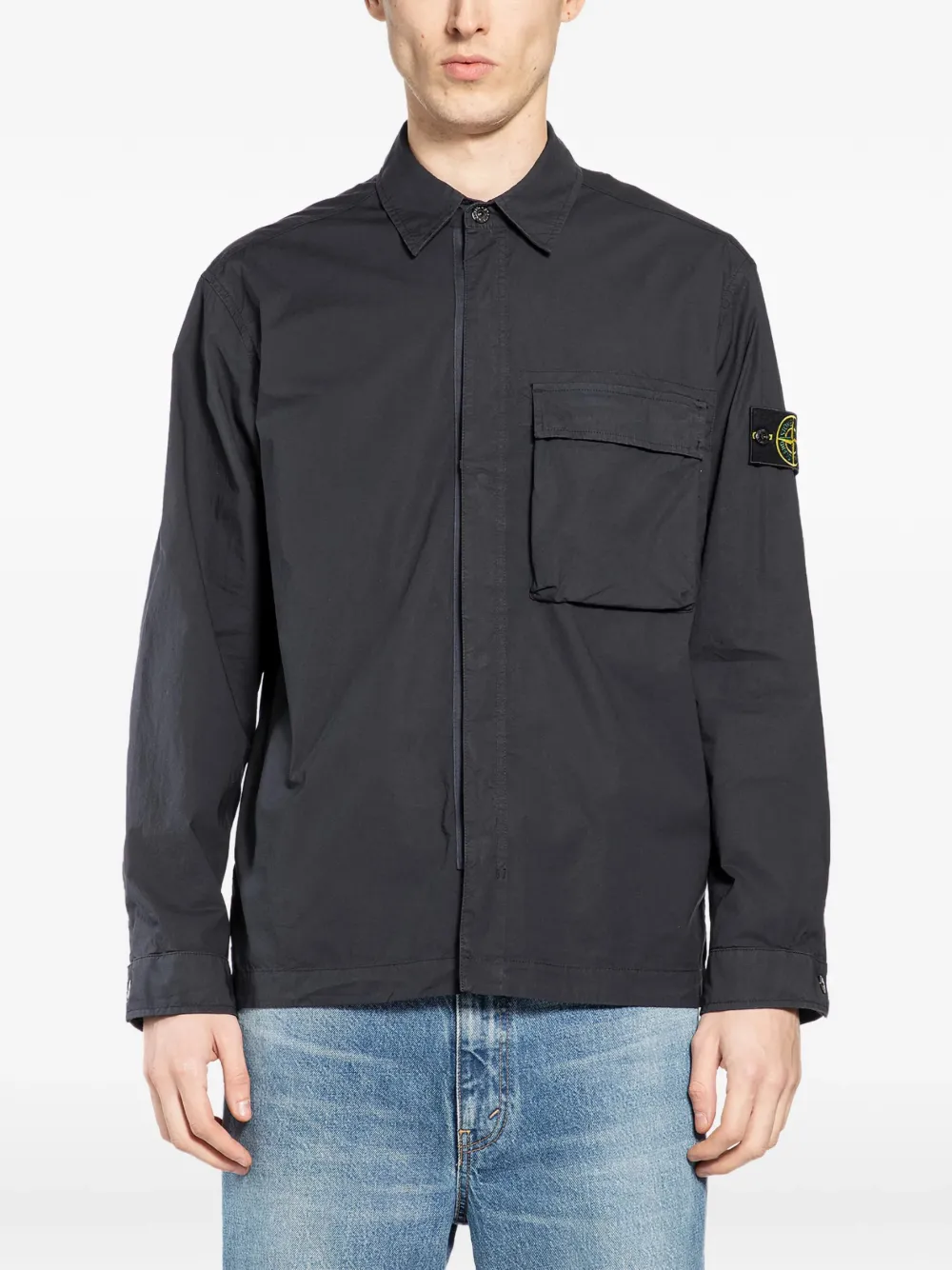 Stone Island logo-patch pocket jacket - Blu