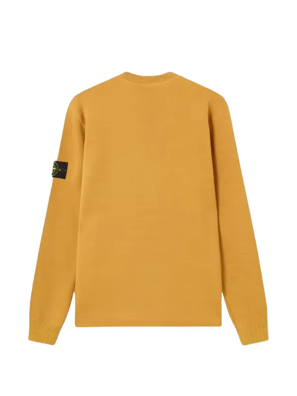 Stone Island Crewneck logo-patch Sweater Yellow FARFETCH