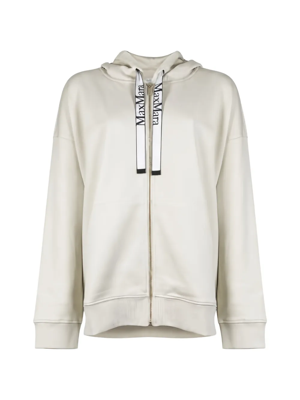 Max Mara logo-drawstring zip-up hoodie - Toni neutri