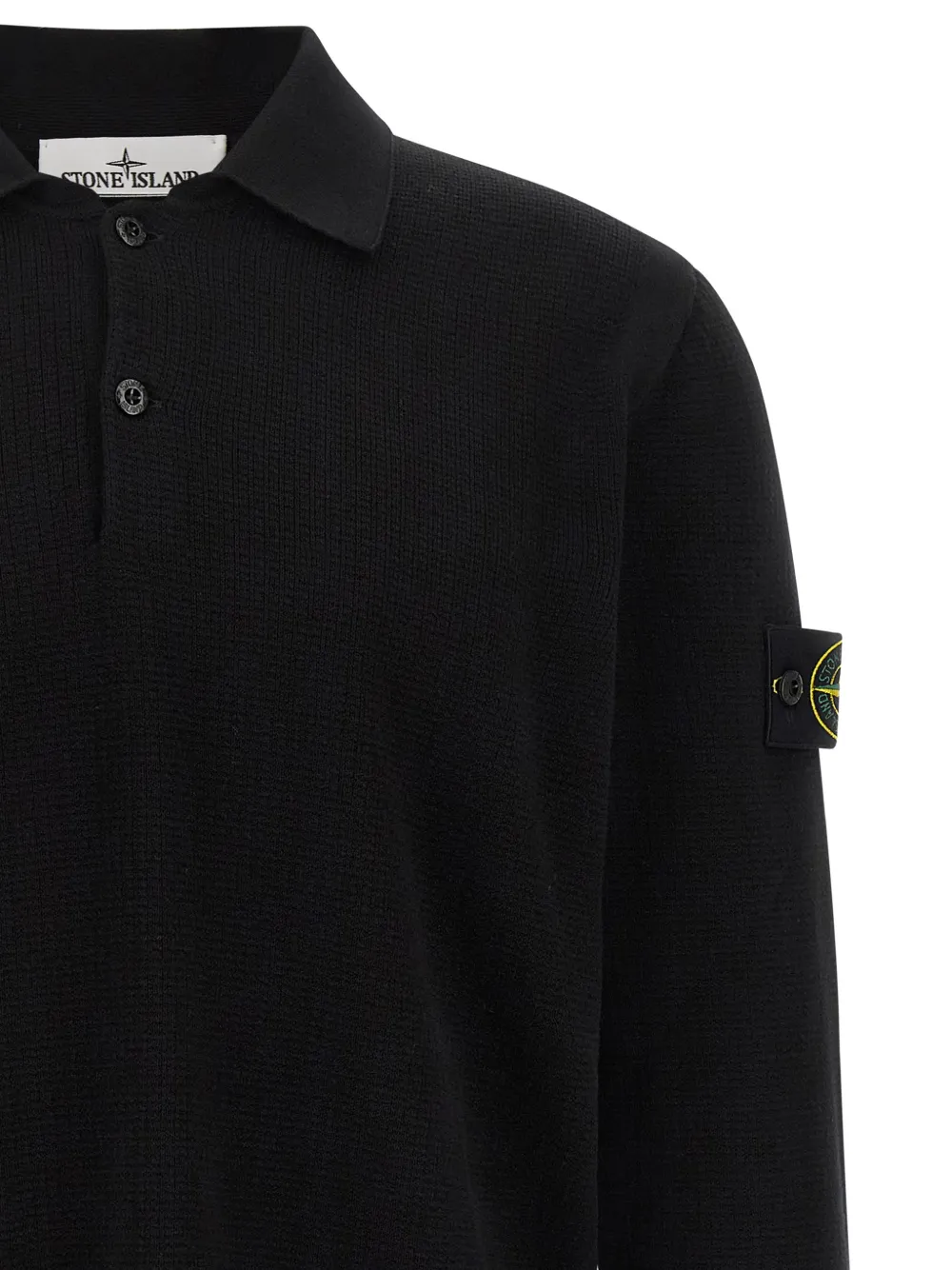 Stone Island Poloshirt met lange mouwen Zwart