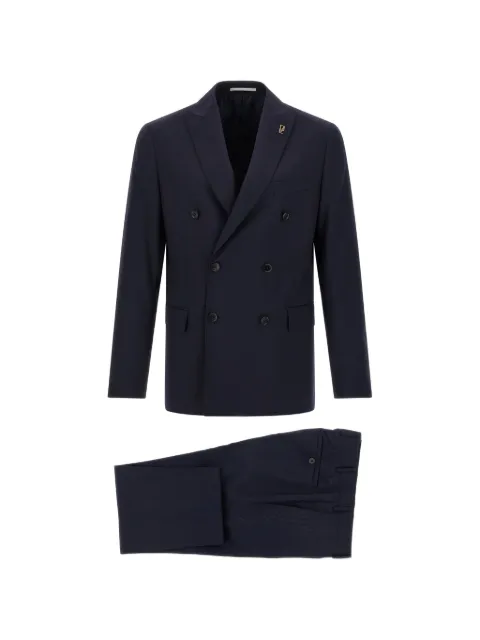 Pal Zileri Lord double-breasted metal brooch suit