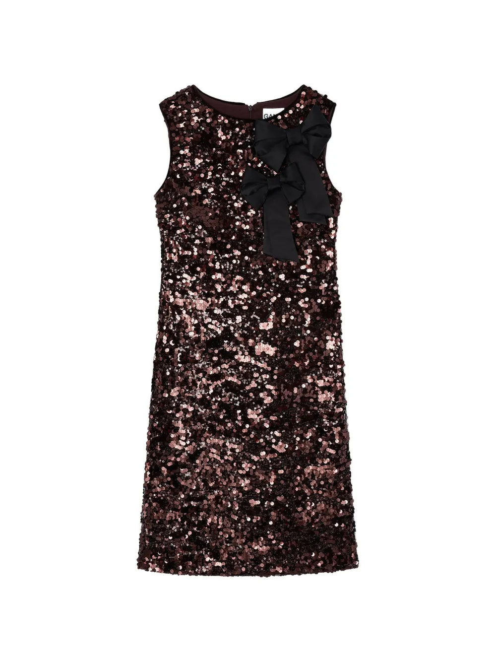 GANNI Midi-jurk met pailletten en strik Bruin
