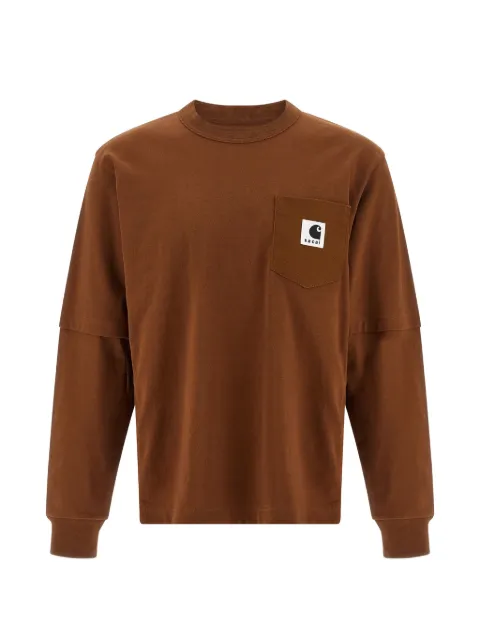 sacai x Carhartt Wip logo-patch long-sleeve T-shirt