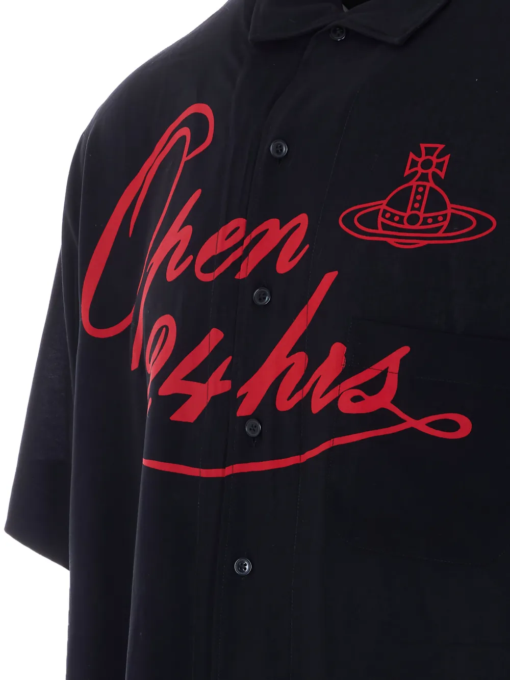 Vivienne Westwood Open 24 Hours Bowling shirt met korte mouwen Zwart