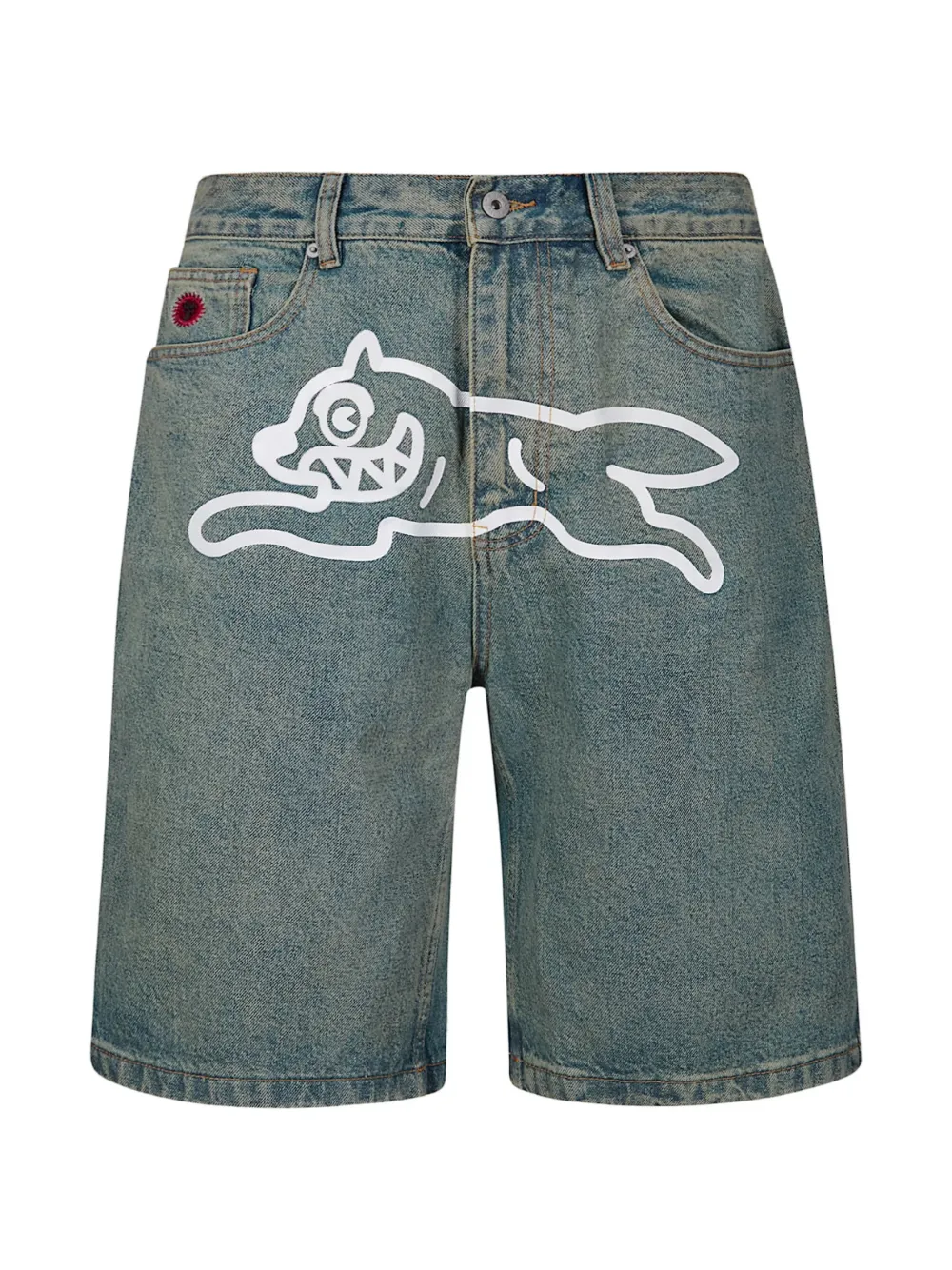 ICECREAM running dog denim shorts - Blu