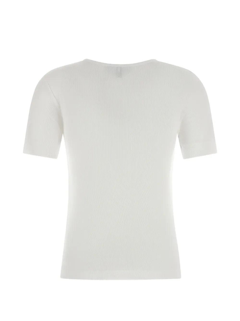 GANNI Geribbeld T-shirt met geborduurd logo Wit