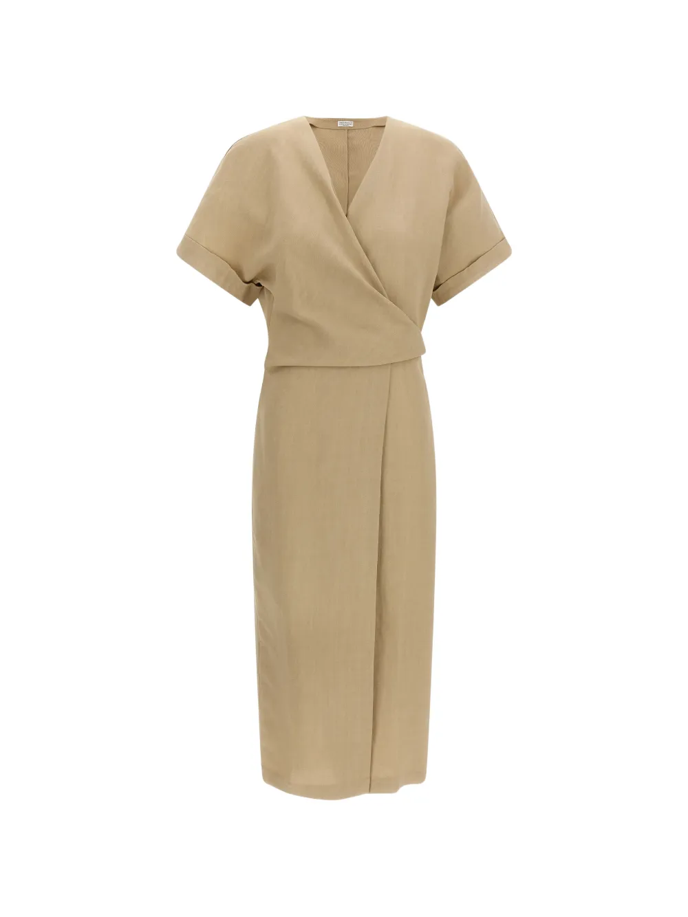 Brunello Cucinelli short sleeve wrap dress - Toni neutri
