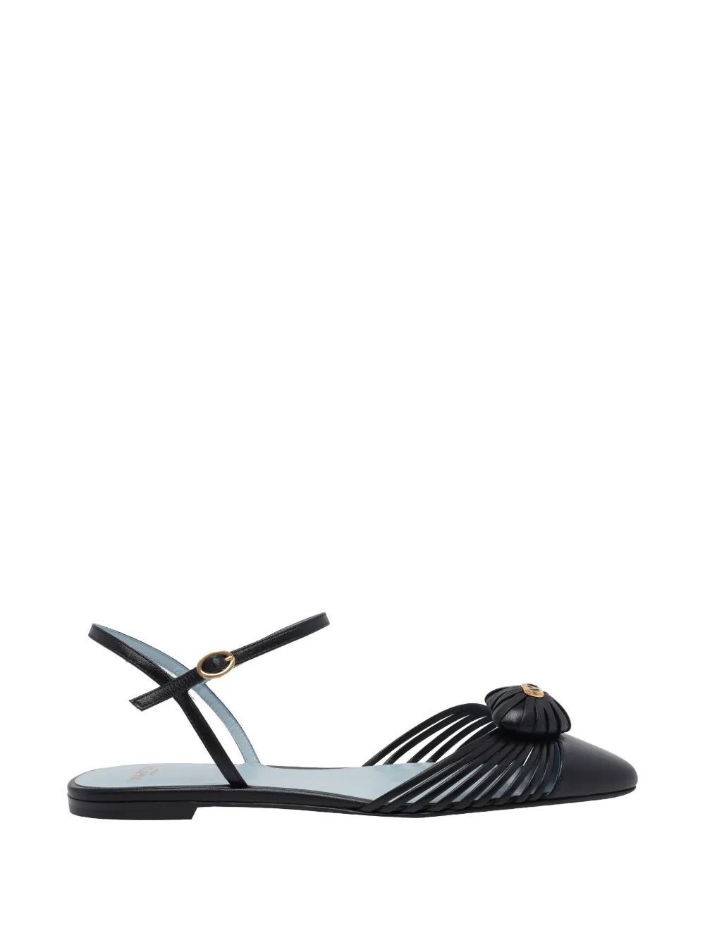 Valentino Garavani Pointed-toe Leather Ballet Flats In Black