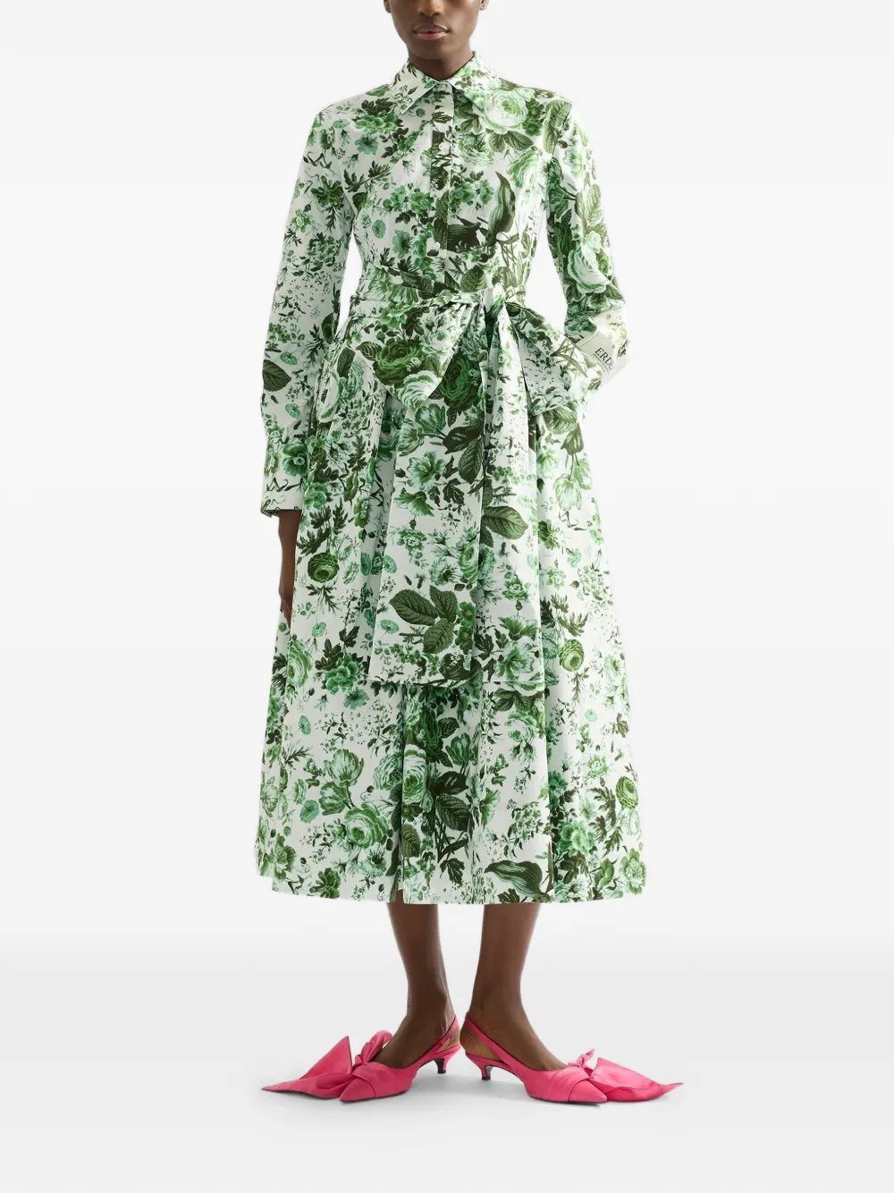 ERDEM Midi-jurk met bladerprint Wit