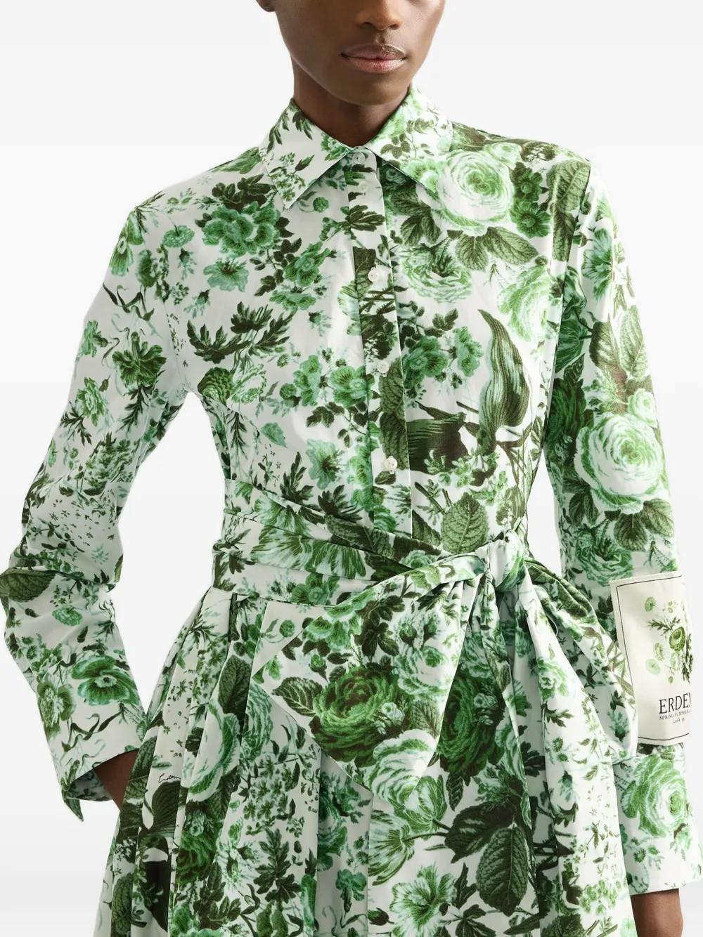ERDEM Midi-jurk met bladerprint Wit