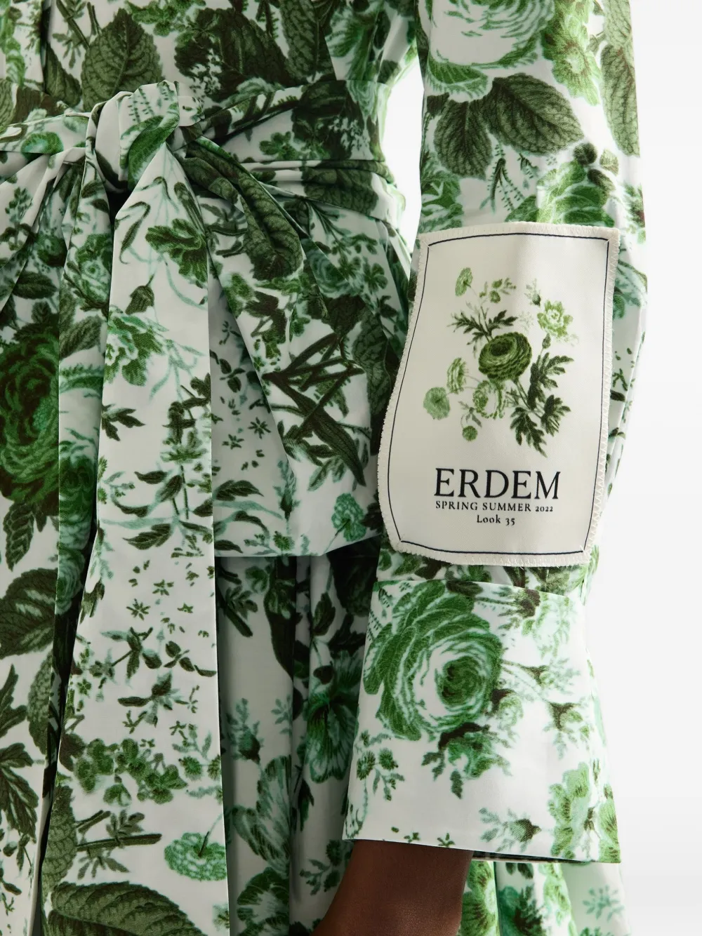 ERDEM Midi-jurk met bladerprint Wit