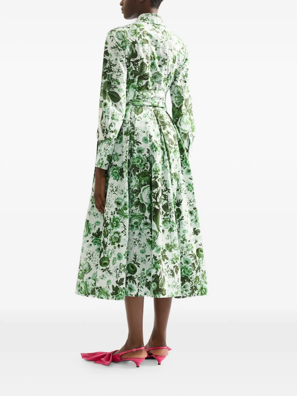 ERDEM Midi-jurk met bladerprint Wit