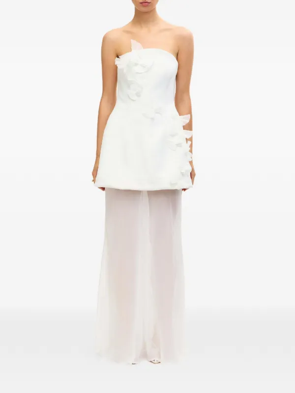 Acler Culloden Butterfly Strapless Maxi Dress in White