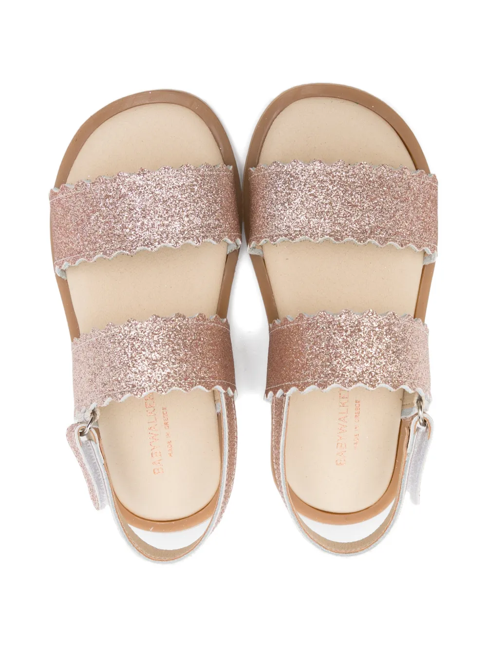BabyWalker glitter scalloped leather sandal Roze