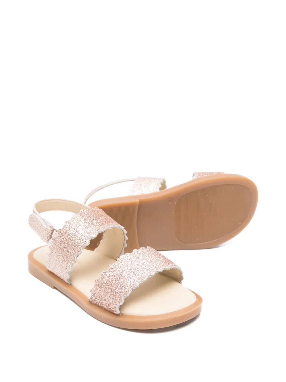 BabyWalker glitter scalloped leather sandal Roze