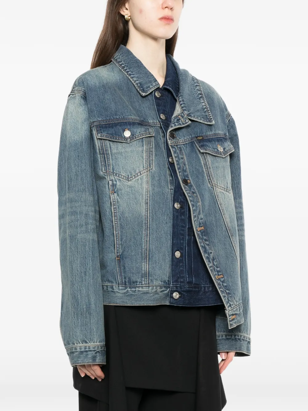  Andersson Bell Asymmetric Layered Denim Jacket - Blue 