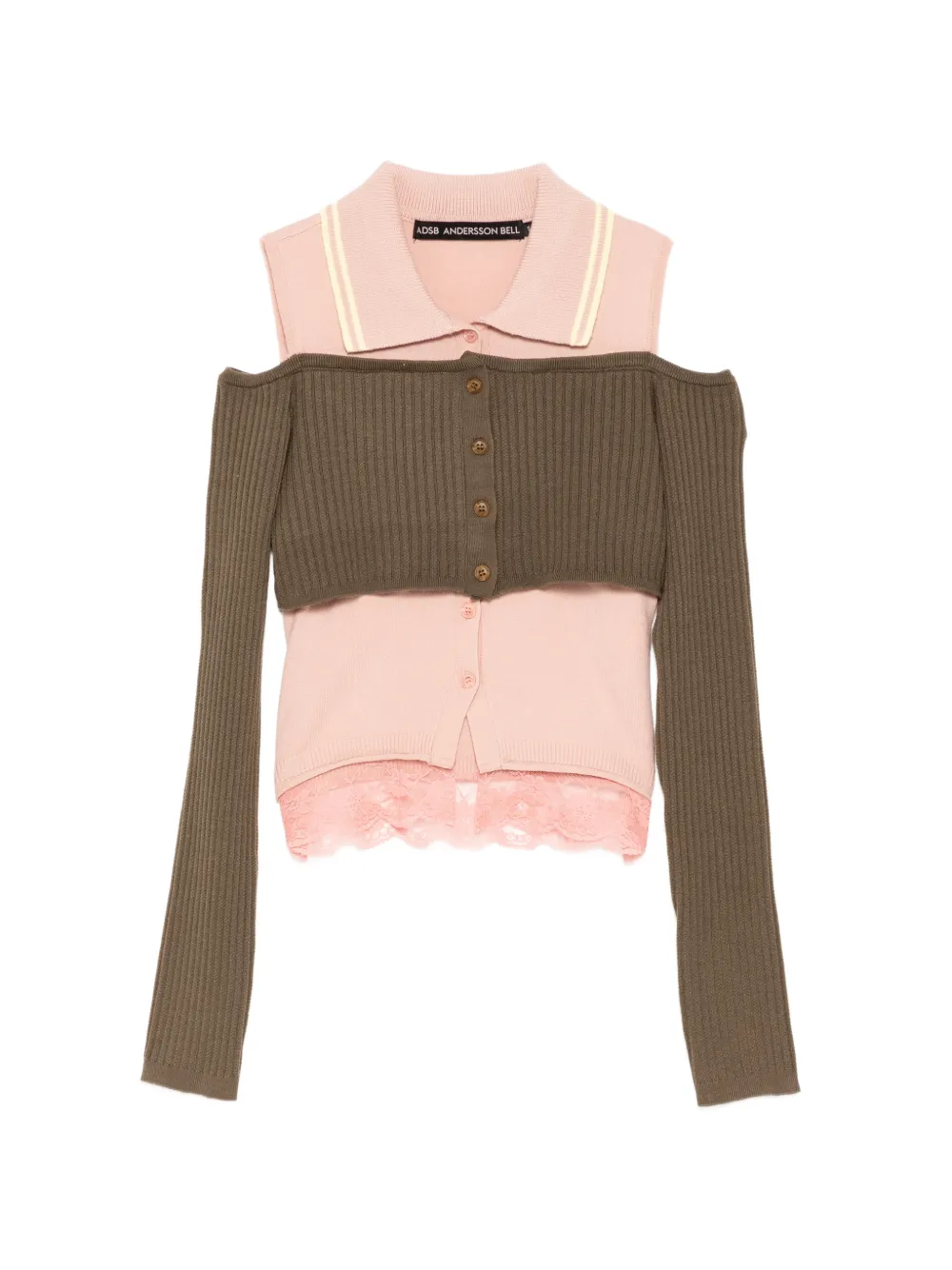 Andersson Bell off-shoulder layered cardigan - Rosa