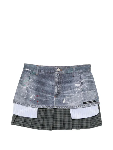Andersson Bell plaid patchwork denim skirt