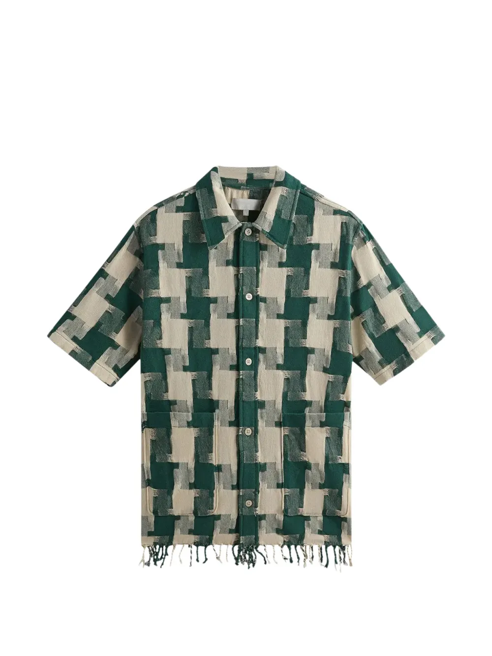 Kith Houndstooth Collared Shirt In Green
