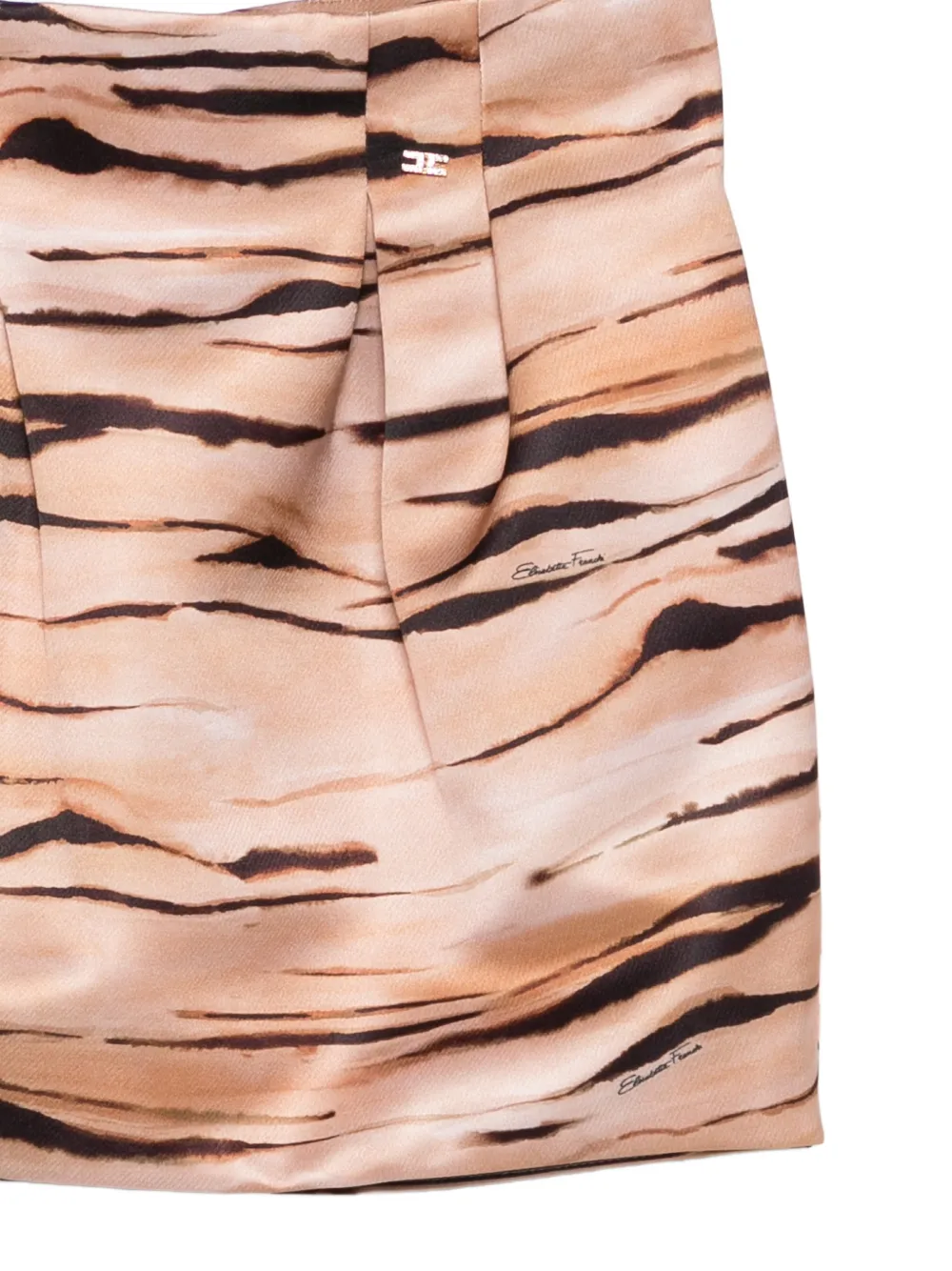 Elisabetta Franchi La Mia Bambina Plooirok met dierenprint Beige