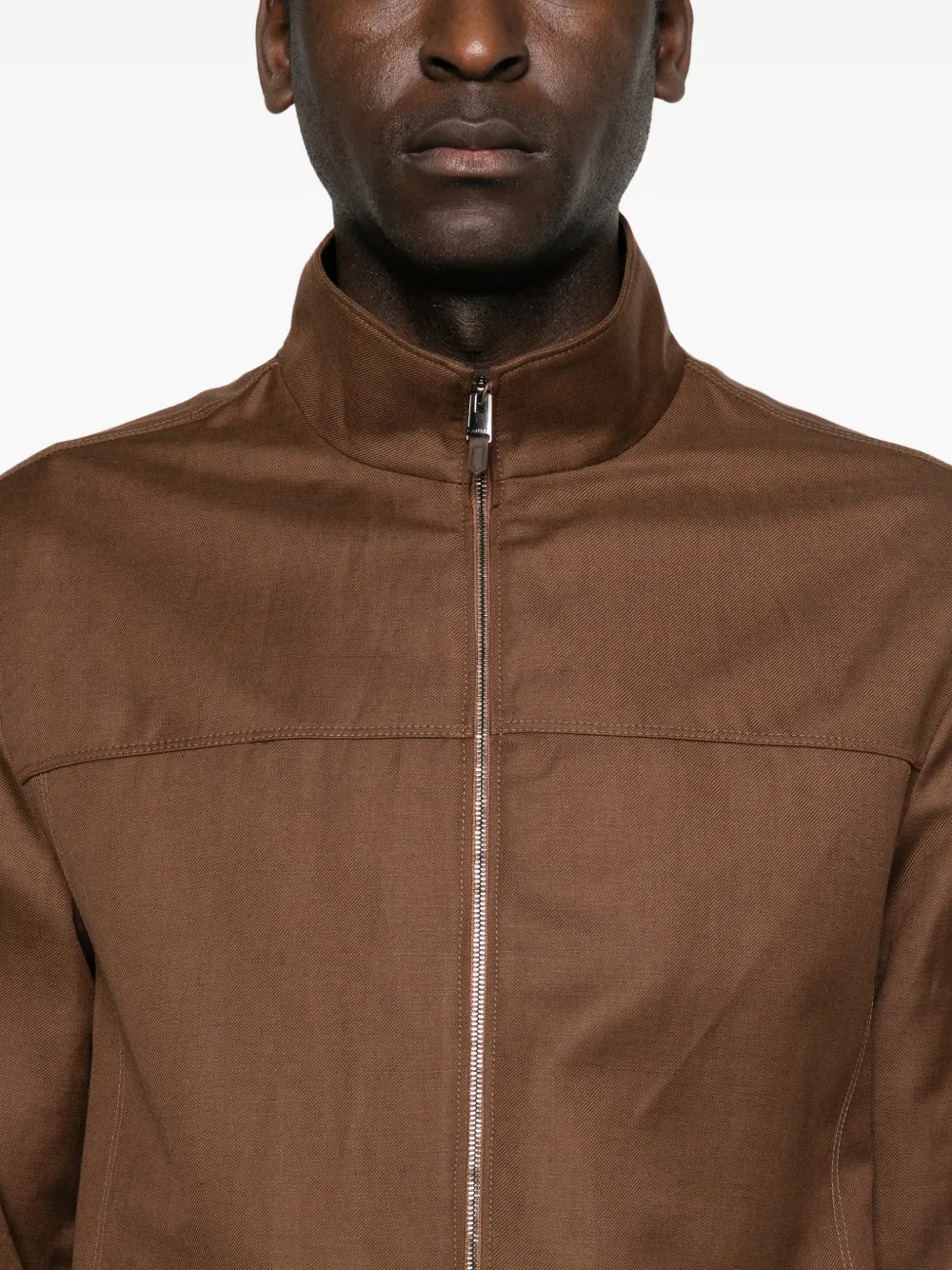 Canali Shirtjack met rits Bruin