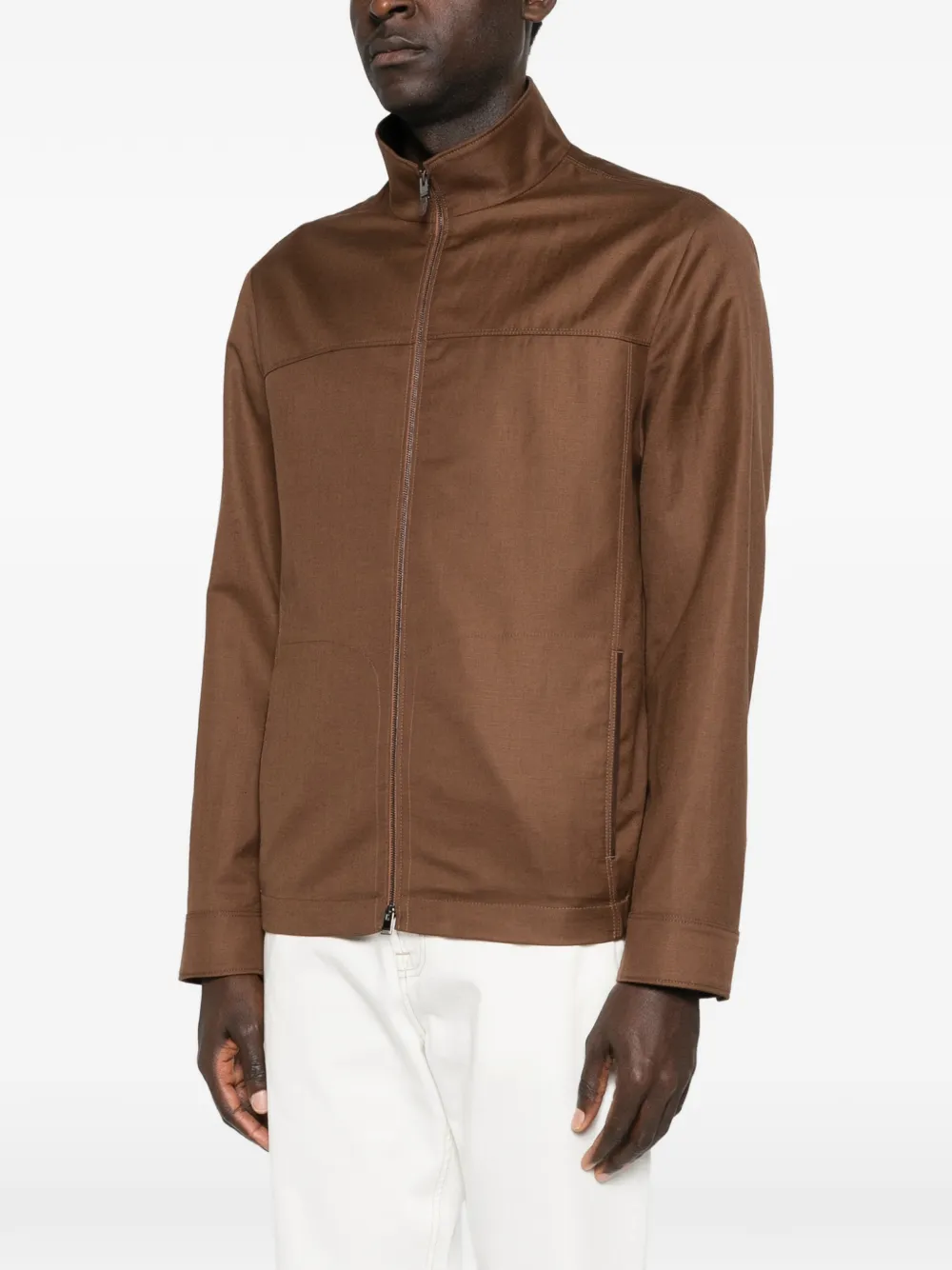 Canali Zip-up Shirt Jacket - Brown 