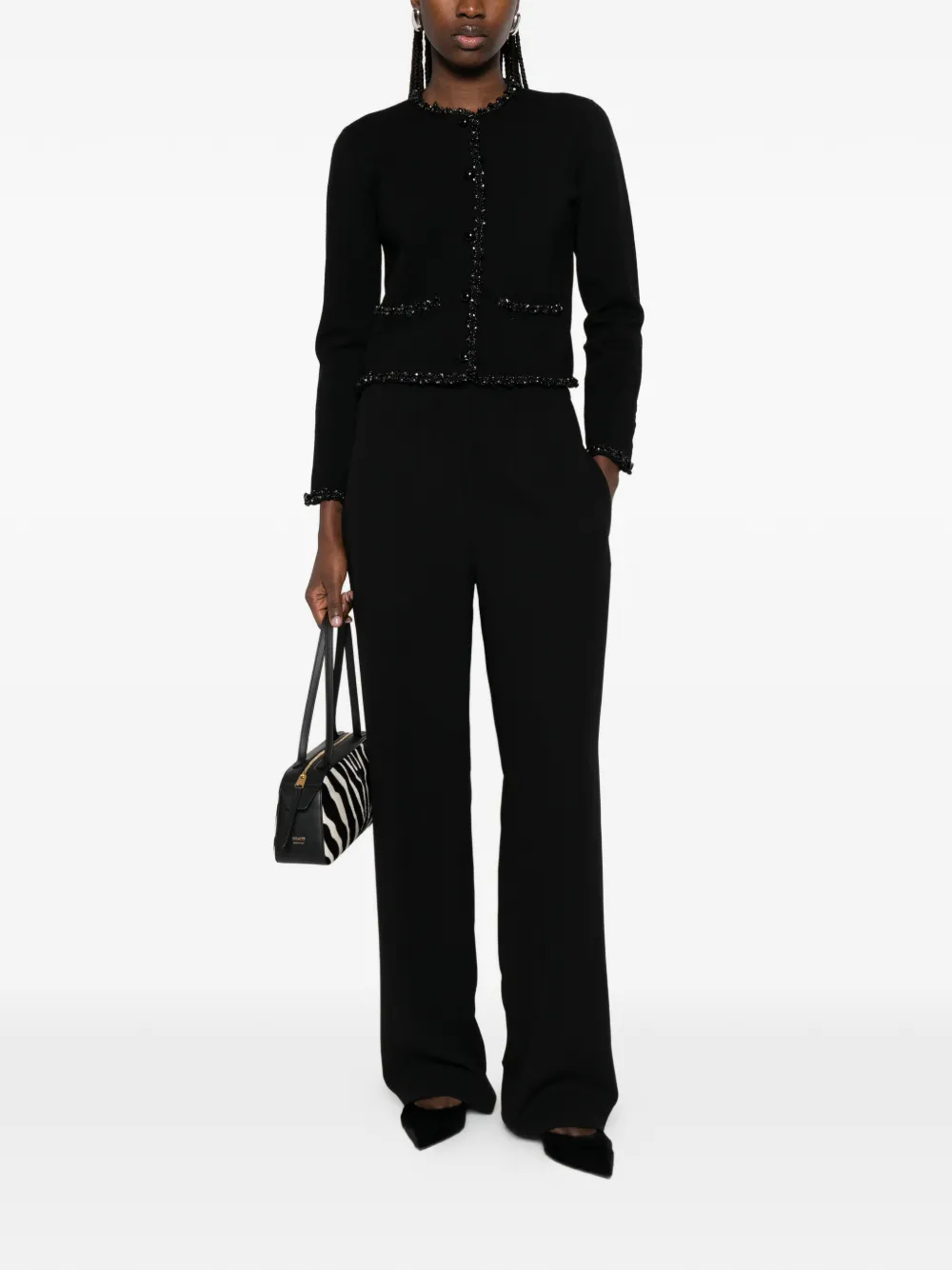  Frame Beaded-trim Jacket - Black 