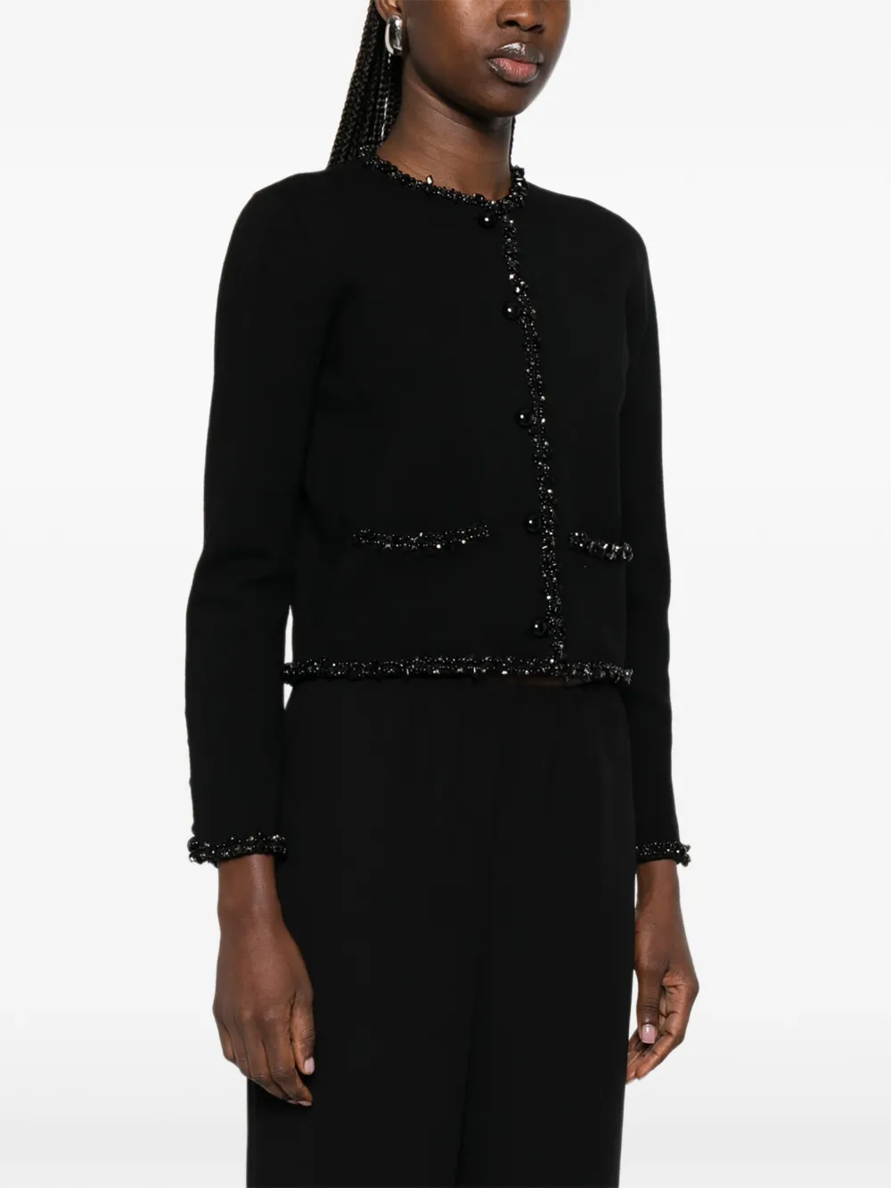  Frame Beaded-trim Jacket - Black 