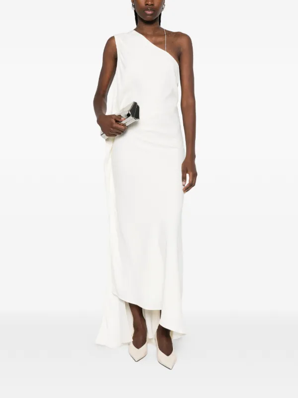 open lace back dress Victoria Beckham // Black One Shoulder Drape Dress – VSP Consignment