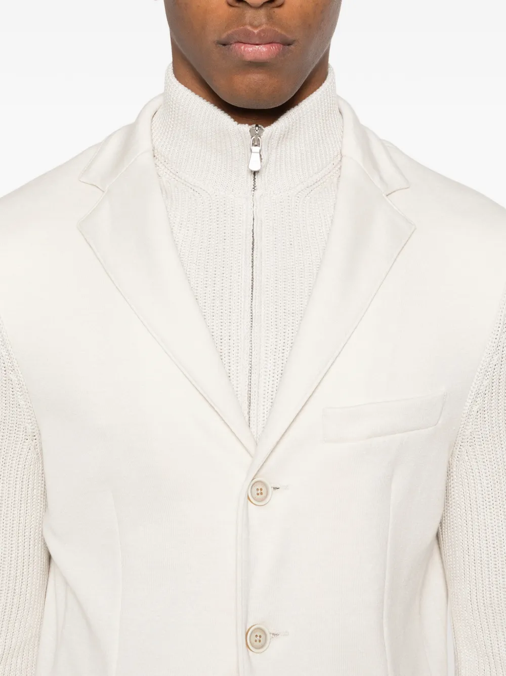 Eleventy Blazer met gebreide mouwen Beige