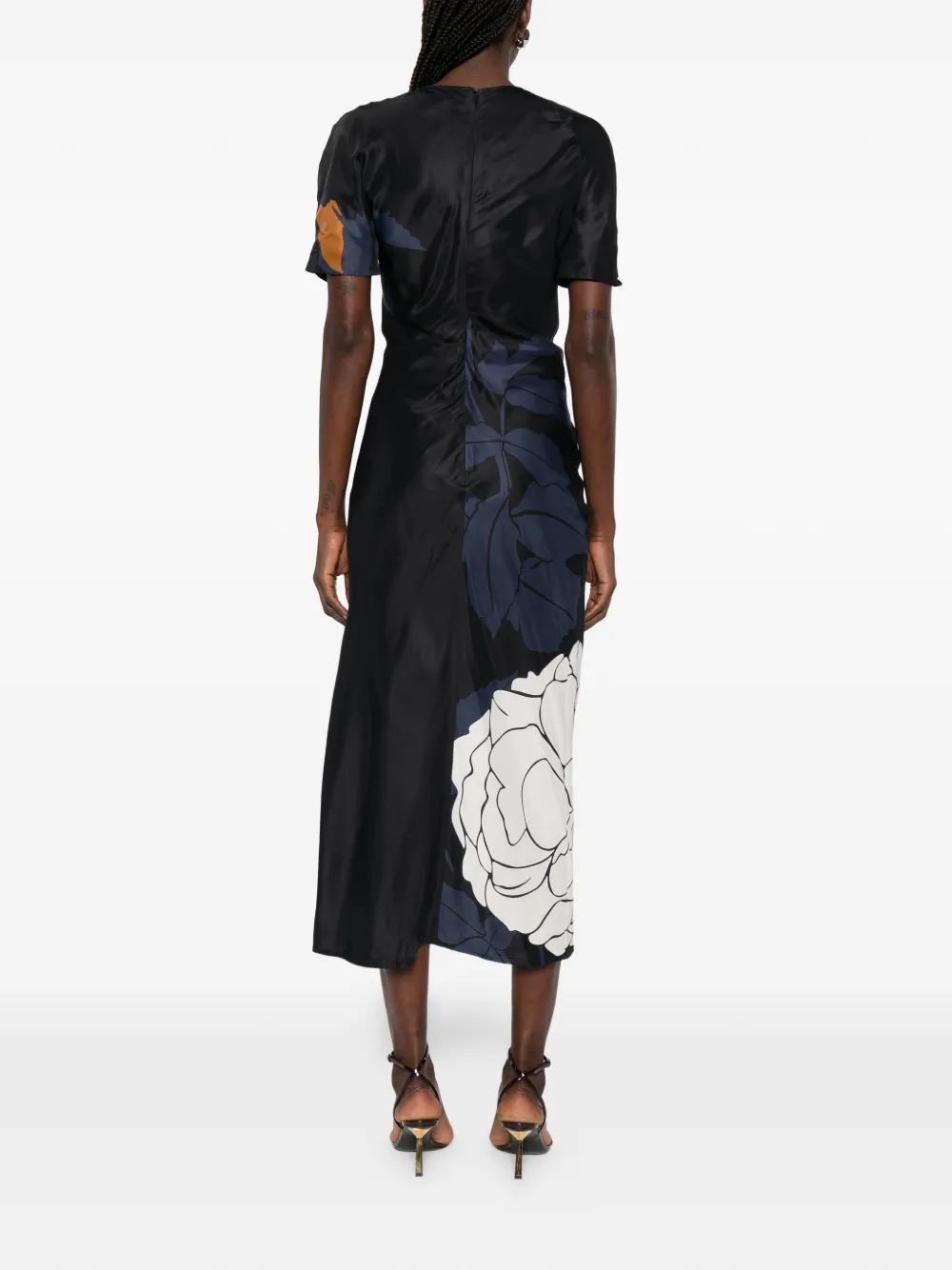 Victoria Beckham midi-jurk met bloemenprint en split Zwart