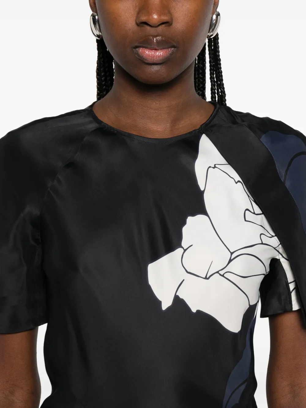 Victoria Beckham midi-jurk met bloemenprint en split Zwart