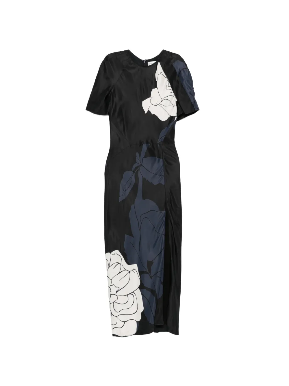 Victoria Beckham floral-pattern midi dress - Nero
