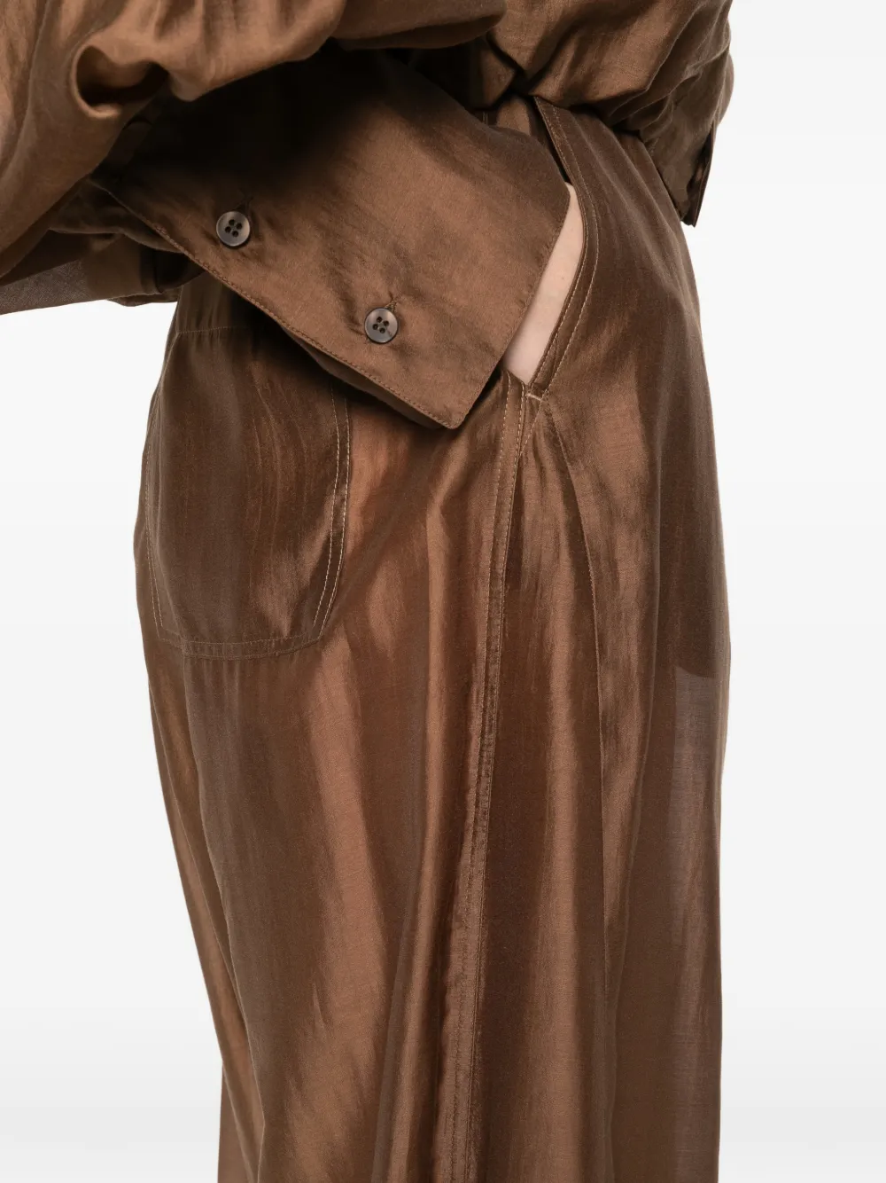 THELATEST Dora palazzo broek met elastische taille Bruin