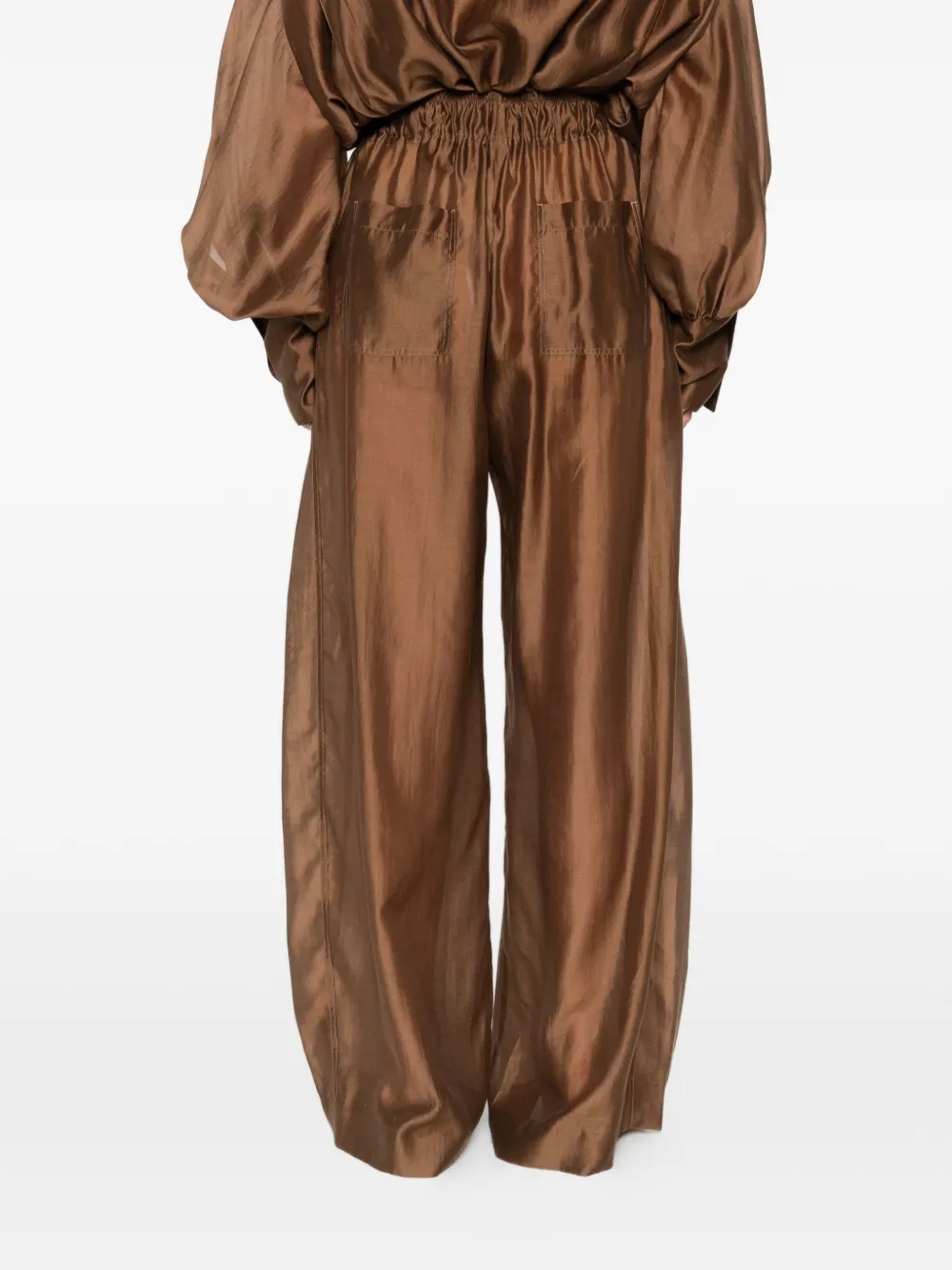 THELATEST Dora palazzo broek met elastische taille Bruin